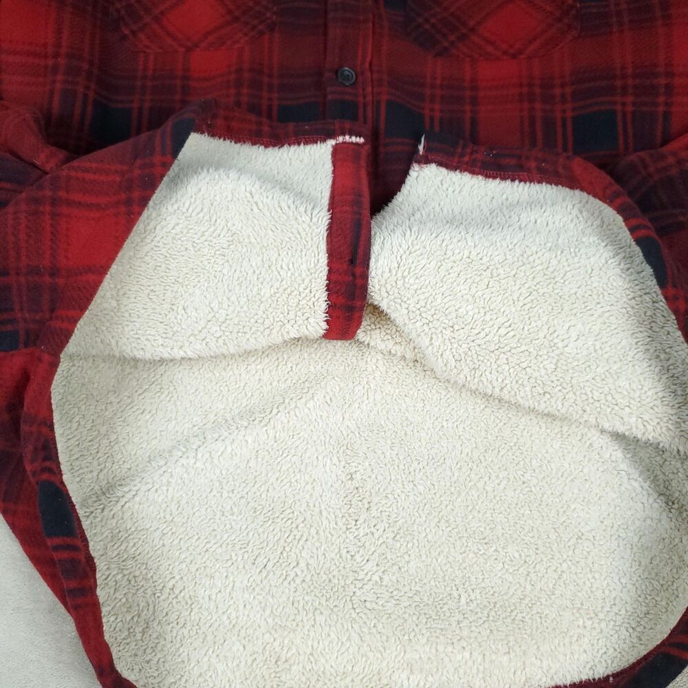 Coleman Sherpa Lined Fleece Jacket Shirt Mens Large Red Plaid Button Up Outdoor - Picture 4 of 11